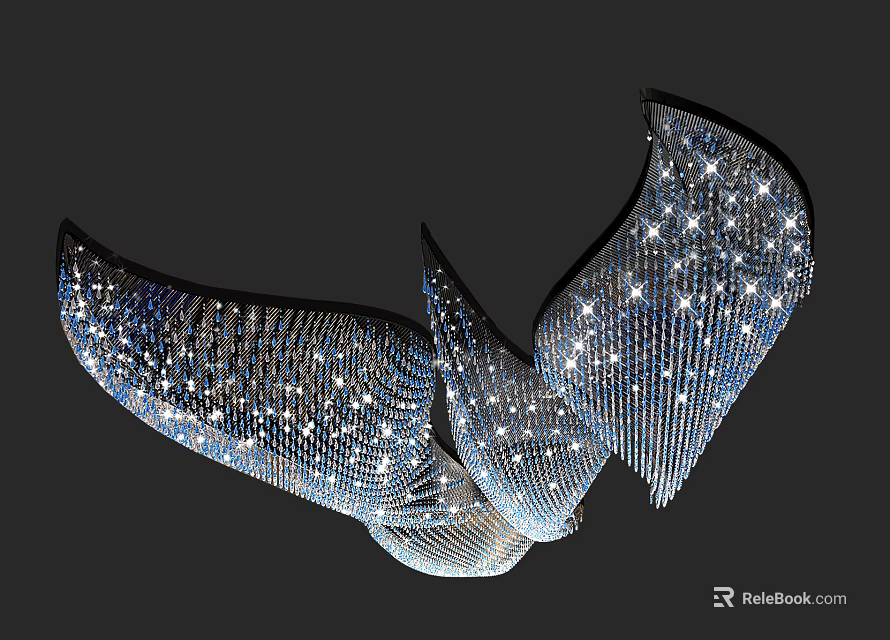 Elegant Modern Crystal Chandelier With Unique Curved Design And Sparkling Crystals 3d model 