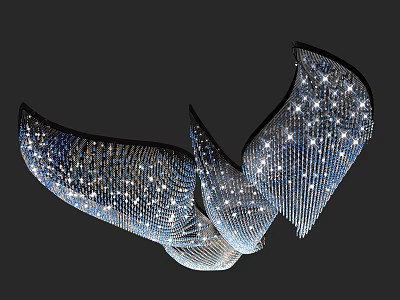 Elegant Modern Crystal Chandelier With Unique Curved Design And Sparkling Crystals 3d model