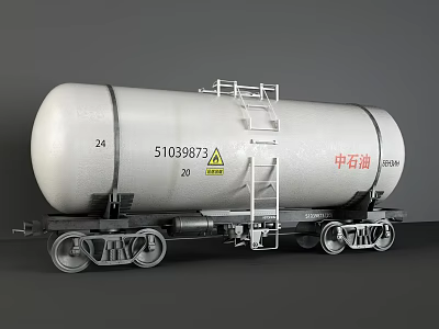 Industrial Oil Tank Car Equipment with Ladder Wheels and PetroChina Marking and Identification Number 5103873 3d model