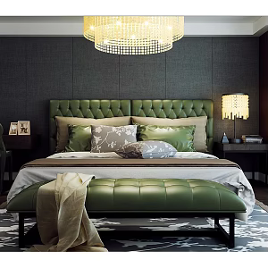 Modern background double bed 3d model