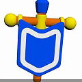 Blue Shield Shaped Kids Toy With Yellow Orange Top Parts And Balls