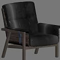 Modern Black Leather Leisure Chair With Wooden Frame Padded Back And Seat Contemporary Design