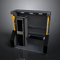 Tactical Weapon Storage Rack With Black Frame Yellow Supports And Multiple Slots 3d model