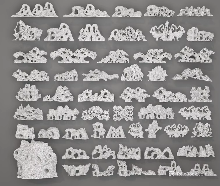 Various Intricate Garden Ornaments With Diverse Decorative Shapes And Sculptural Designs 3d model 