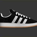 Black Low Top Sneaker With White Laces Logo And Orange Sole Edge