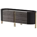 Modern Entryway Console Cabinet With Wooden Panels Black Frame And Golden Metal Legs
