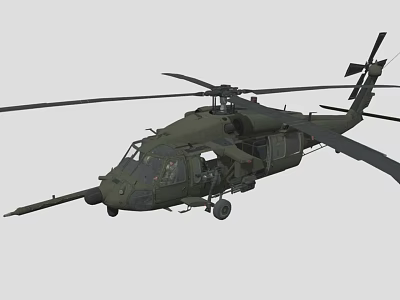 Military Green Helicopter Featuring Rotors Fuselage And Military Equipment Design 3d model