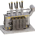 High Voltage Industrial Power Transformer With Vertical Insulator Bushings And Metal Enclosure