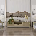 New Chinese Style Sofa Chair Sofa Coffee Table Combination 3d model