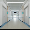 Modern Nurse Station Hospital Aisle 3d model