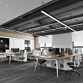 Modern Public Office Space Interior With Desks Computers Chairs And Bright Lighting