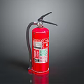 Red Fire Extinguisher With Nozzle Pressure Gauge And Safety Label For Fire Safety