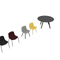 Modern Round Table with Multicolor Chairs Set for Home Dining Area 3d model
