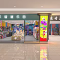 Indoor Amusement Arcade With Colorful Walls Game Machines And Claw Machines