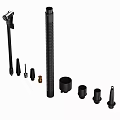Black Tool Accessories Set With Long Rod Nozzles And Connectors
