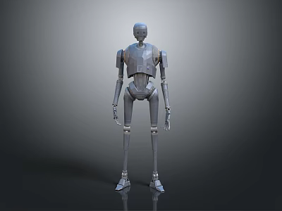 3D Rendered Metal Robot Game Movie Character With Mechanical Structure Standing Pose 3d model