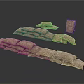 Brown Daily Use Sandbags Stacked in Different Arrangements on White Background