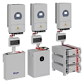 Solar Inverters And Battery Storage Systems With Display Screens And Red Cables