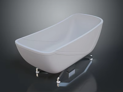 Modern Minimalist White Freestanding Bathtub With Sleek Surface And Chrome Metal Legs 3d model
