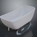 Modern Minimalist White Freestanding Bathtub With Sleek Surface And Chrome Metal Legs