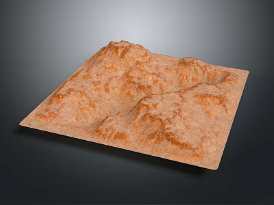 Garden Landscape Design With Square Shaped Brown Textured Mountain Like Terrain 3d model
