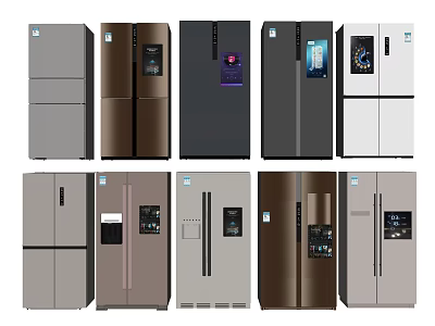 Various Modern Refrigerators With Different Colors And Designs For Home Kitchen Use 3d model