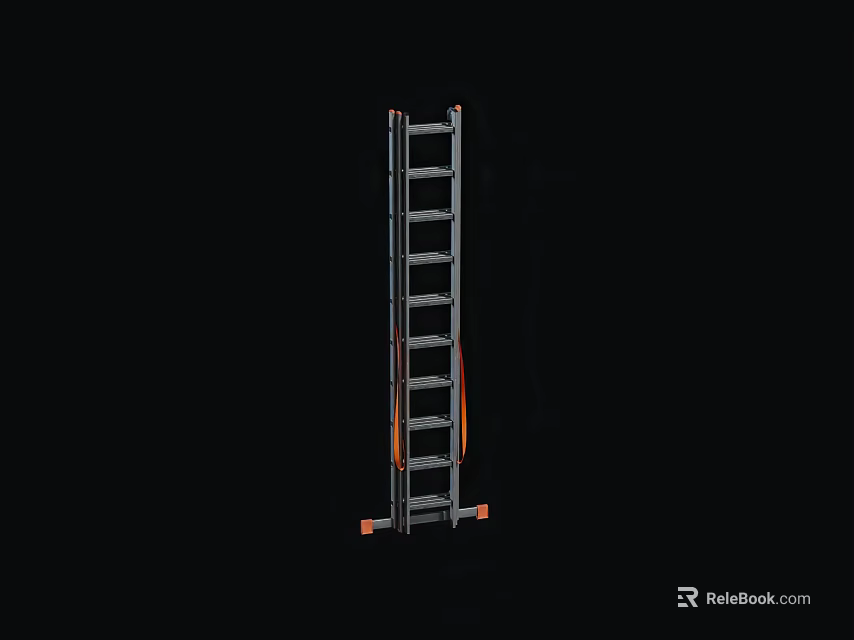 Durable Steel Straight Ladder Safe for Home and Industrial Use as Hardware Tools 3d model 
