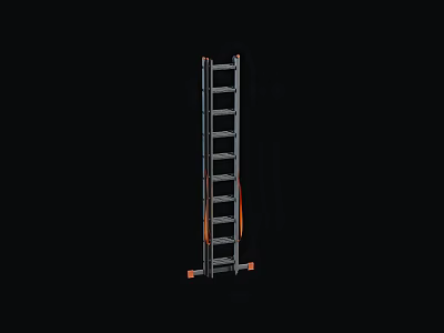 Durable Steel Straight Ladder Safe for Home and Industrial Use as Hardware Tools 3d model