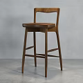 Modern Bar Stools With Wooden And Black Designs Different Backrest And Leg Structures 3d model