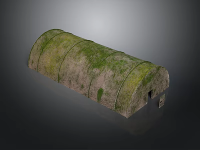 Semicircular Adobe Structure Rustic Traditional Architecture Covered With Green Moss And Arched Entrance 3d model