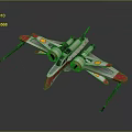 Red and Gray Sci-Fi Aircraft Model With Streamlined Wings Yellow Markings and Engines