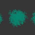 Three Tall Snow Covered Trees Standing In A Row With Shadows On Gray Background