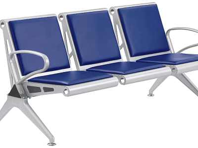 Modern Single Sofa With Blue Upholstery And Silver Metal Armrest Design 3d model