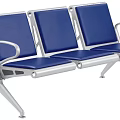 Modern Single Sofa With Blue Upholstery And Silver Metal Armrest Design