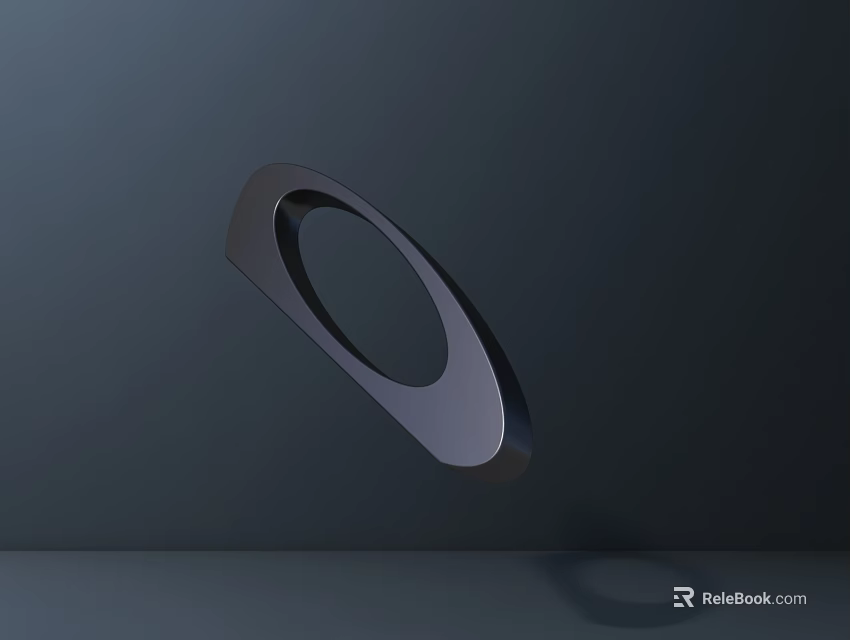 Artistic Modern Abstract Metal Sculpture With Ring Shape On Dark Background 3d model 