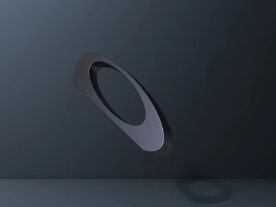 Artistic Modern Abstract Metal Sculpture With Ring Shape On Dark Background 3d model