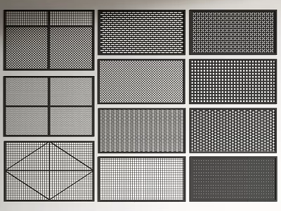 Various Fence Design Options With Grid Geometric And Decorative Pattern Styles 3d model