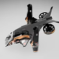 Futuristic Modern Fighter Jet With Black Gray Orange Color Scheme And Sleek Design