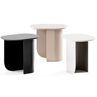 Modern Minimalist Side Tables With Black Beige White Colors And Unique Base Design 3d model