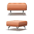 Modern Orange Leather Padded Stool With Sleek Metal Legs Design