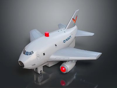 White Navy Toy Airplane Model With Red Lights And Number 108 Design 3d model