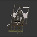 Handcrafted Rustic Miniature House Structure With Wooden Twig Roof And Window Frames
