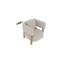 Cozy Beige Leisure Chair with Plush Fabric Cushion and Solid Wooden Legs