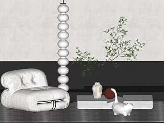 Modern Single Sofa Floor Lamp Vase Ornaments 3d model