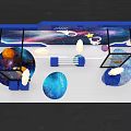 Starry Sky Themed Display Area With Astronaut Planets And Cloud Decorations 3d model
