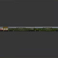 Colorful Train With Multiple Carriages And Small Windows On Gray Background