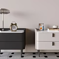 Light Luxury Bedside Table Drawer Type Bedside Table Lamp Alarm Clock Book Ornaments 3d model