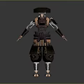 Traditional Armored Warrior Character With Decorative Helmet And Detailed Armor Design Standing Pose