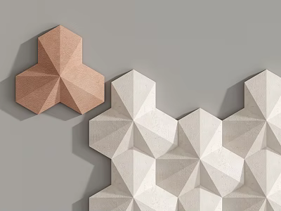 3D Hexagonal Geometric Wall Decor with Beige and White Textured Surface Design 3d model