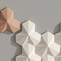 3D Hexagonal Geometric Wall Decor with Beige and White Textured Surface Design
